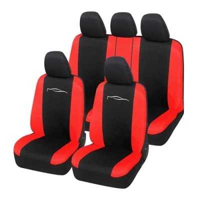 Abbildung von Auto Accessori Lupex Universal Autositzbezüge Set, für vorne und hinten, aus Polycotton (Schwarz Rot)