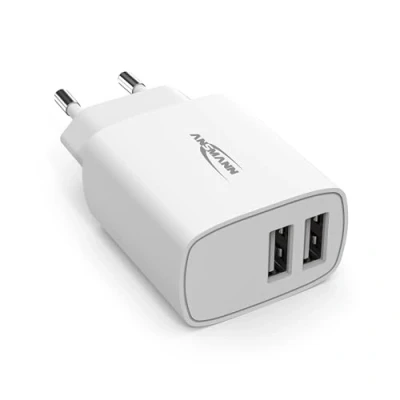 Abbildung von ANSMANN 2 Port Dual USB Ladegerät 2.4A Charger mit Smart IC Ladesteuerung, Netzteil besonders geeignet für iPhone, Samsung Galaxy, Huawei, Xiaomi, Tablet, GoPro, e Book Reader, etc.