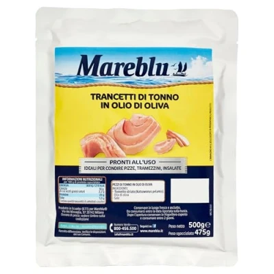 Abbildung von Mareblu Trancetti di Tonno in Olio Oliva Thunfisch Thunfischscheiben Olivenöl 500g Beutel