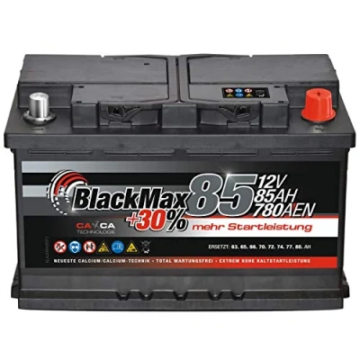 Abbildung von Autobatterie 12V 85Ah BlackMax + 30% Edition Starterbatterie ersetzt 74Ah 75Ah 77Ah 80Ah, kompatible mit PKW
