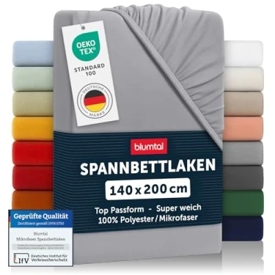 Abbildung von Blumtal Spannbettlaken Basics, Mikrofaser, Gummizug: rundum, (2 Stück), Bettlaken bis 40cm Matratzenhöhe mit Rundumgummizug