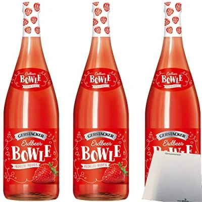 Abbildung von Gerstacker Erdbeerbowle auf Weinbasis 5% vol. 3er Pack (3x1 Liter Flasche) + usy Block