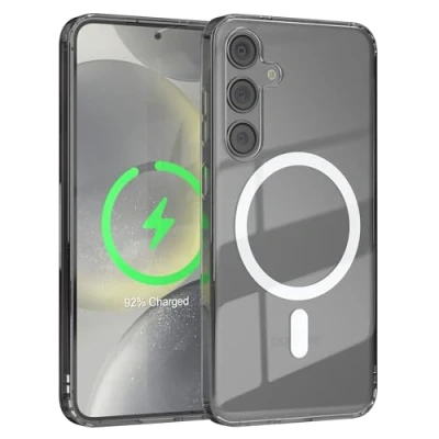 Abbildung von EAZY CASE Crystal TPU Hülle kompatibel mit Samsung Galaxy S24 Plus Qi Charging, Silikon Kameraschutz, Slimcover, Handyhülle, Silikonhülle, Backcover, Durchsichtig, Transparent