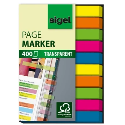 Abbildung von sigel transparente Haftmarker 6 x 50mm 400 Blatt