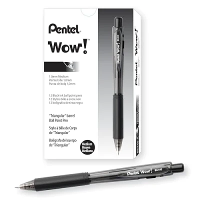 Abbildung von Pentel BK440 A Kugelschreiber mit Druckmechanik und ergonomischer Dreiecksgriffzone, schwarz, 12 Stück