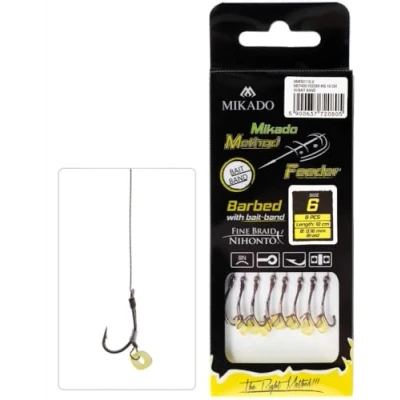 Abbildung von 8 x MIKADO Method Feeder 702&quot; Haken Rig `s mit Pellet /Bait Band und geflochtener Schnur in den Größen 4 bis 16 erhältlich (4 /Ø 0,16mm /12,5kg)