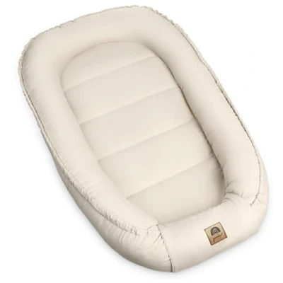 Abbildung von PIMKO Babynest Babynestchen für Baby Kuschelnest 2 seitig Babykokon Säuglinge und Neugeborene 100% Baumwolle Nestchen geeignet Zuhause 55 x 90 cm (Beige mit Klappe)