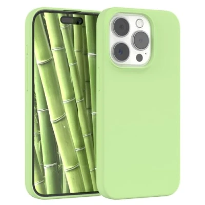 Abbildung von EAZY CASE Premium Silikon Handyhülle kompatibel mit iPhone 15 Pro Slimcover Kameraschutz und Innenfutter, Silikonhülle, Schutzhülle, Bumper, Handy Case, Hülle, Softcase, Grün