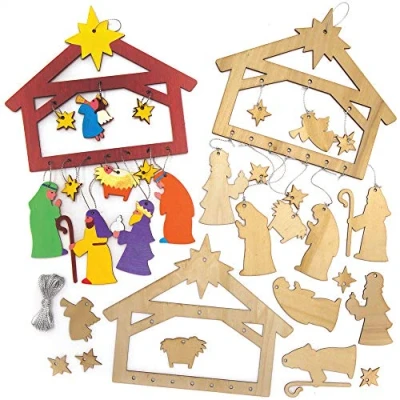 Abbildung von Baker Ross AX578 Weihnachtskrippe Mobilen Aus Holz Bastelset Für Kinder 2 Stück, Festliche Kreativsets Und Bastelbedarf Zum Basteln Dekorieren Zur Weihnachtszeit