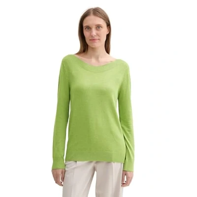 Abbildung von TOM TAILOR Damen Strickpullover mit U Boot Ausschnitt, 36885 PEA Green Melange, XXL