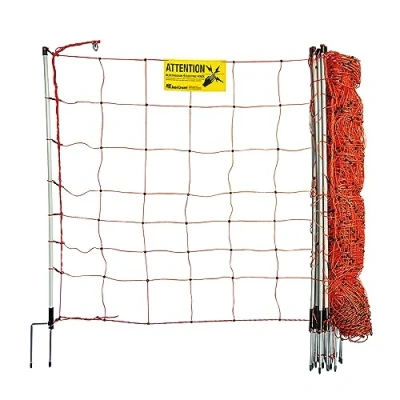 Abbildung von horizont strongLine Schafzaun 50m, 90cm hoch 14 Fiberglaspfähle Schafnetz mit Doppelspitze Strom, Elektrozaun für Schafe, Ziegen, Lämmer, Hunde