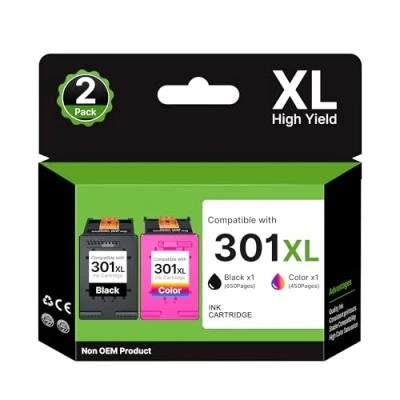 Abbildung von RUDGUZ 301 XL Druckerpatronen Multipack Kompatibel für HP 301XL Envy 4500 5530 4504 5534 Deskjet 2540 2544 1510 Officejet 4630 2620 (2er Pack)