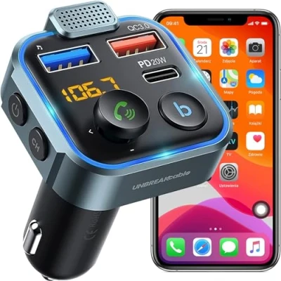Abbildung von Retoo FM KFZ Transmitter Bluetooth 5.0 zu USB, Freisprecheinrichtung USB 3.0 Adapter 5V, Dualer Anschluss