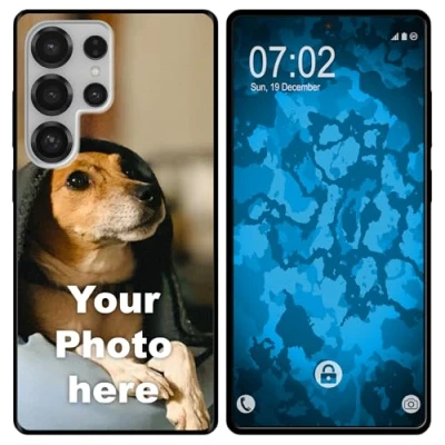 Abbildung von PhoneNatic personalisierte Handyhülle für Galaxy S25 Plus Custom Silikon Case in schwarz zum selbst gestalten mit eigenem Foto Bild Text individuell