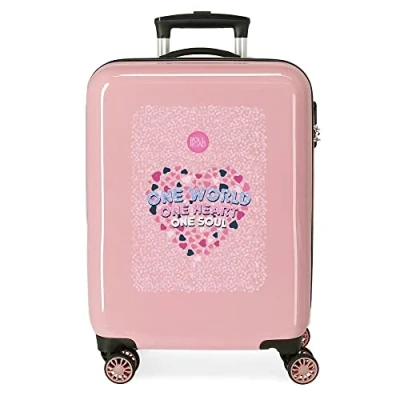 Abbildung von Roll Road One World Kabinentrolley, Rosa, 38 x 55 20 cm, Hartplastik, seitlicher Kombinationsverschluss, 34 l, 2 kg, 4 Räder, Handgepäck