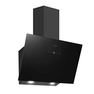 Abbildung von SNDOAS Dunstabzugshaube 60cm, 700 m3/h Starker Saugleistung, 9 Geschwindigkeitsstufen, Touchdisplay und Verzögerungs Ausschaltfunktion, Abluft/Umluft Betrieb, Schwarzes Glasdesign