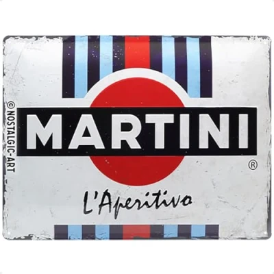 Abbildung von Nostalgic Art Retro Blechschild, 30 x 40 cm, Martini L&#039;Aperitivo Racing Stripes Geschenk Idee als Bar Zubehör, aus Metall, Vintage Design