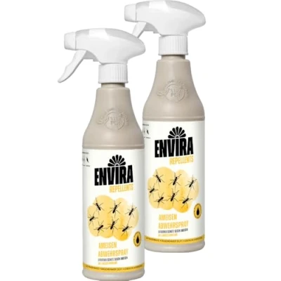 Abbildung von Envira Ameisen Abwehrspray 2 x 500 ml Spray mit Langzeitwirkung gegen Ameisen, Wegameisen, Pharaoameisen Mittel für Wohnung, Balkon, Terrasse, Garten Effektiv loswerden