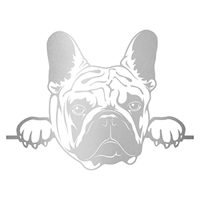 Abbildung von Finest Folia Aufkleber Peeking Animals Tiere Deko Sticker selbstklebend wasserfest für Auto Kühlschrank Laptop Koffer Autoaufkleber K151 (Silber, 02 Bulldogge)