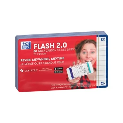 Abbildung von Oxford FLASH 2.0 Karteikarten A7, Lernkarten, 75x125mm, liniert, marine blau, 80 Blatt
