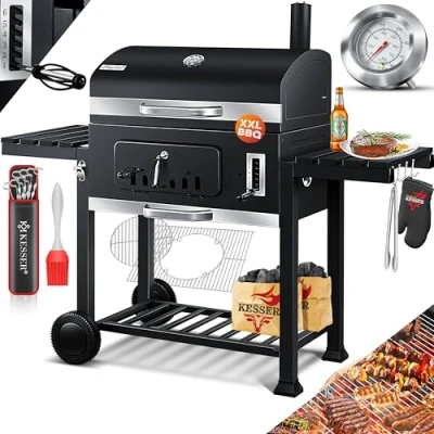 Abbildung von KESSER Holzkohlegrill, Grill Grillwagen XXL Holzkohlegrill mit Deckel, Rädern