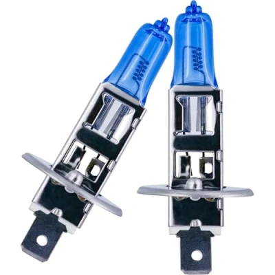 Abbildung von Recambo H1 Halogenlampen 12V 55W 5500K Xenon Look Superweißes Licht für Abblend &amp; Fernlicht Sockel P14,5s 2 Stück, E geprüft