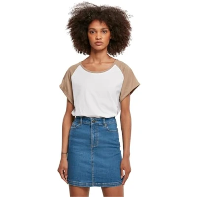 Abbildung von Urban Classics Contrast Raglan Tshirt print, Damen, Größe: XXL, White softtaupe