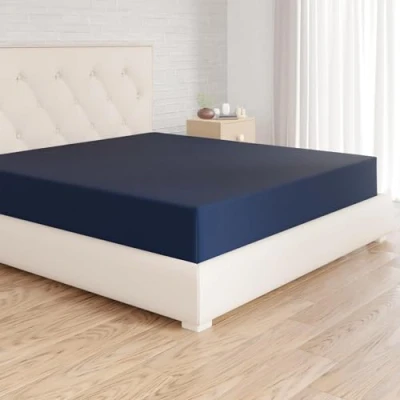 Abbildung von Amazon Basics Spannbetttuch, Mikrofaser, Marineblau, 180 x 200 30 cm