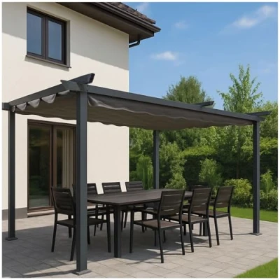 Abbildung von osoltus Vordach 3x4 Pergola mit ausziehbarem Dach Terrassenüberdachung