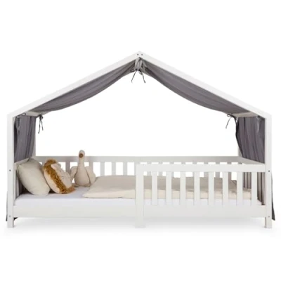 Abbildung von IDIMEX Betthimmel LIAN, Hausbett Himmel Musselin Vorhang Kinderzimmer Grau