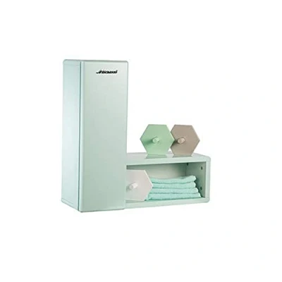 Abbildung von Miami Wandregal mit 1 Tür Soft Close, dahinter 2 Böden und einem offenem Fach, Holz, Mint metallic, 21.9 x 60 cm
