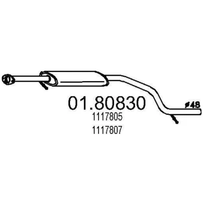 Abbildung von MTS 01.80830 Mittelschalldämpfer 1450 FORD: MONDEO 3 Stufenheck, Kombi,