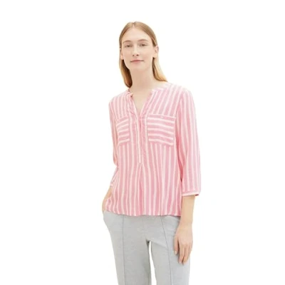 Abbildung von TOM Tailor Striped Bluse, Damen, Größe: 34, Pink offwhite stripe