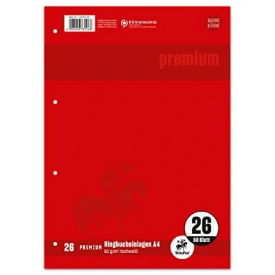 Abbildung von 10 x Staufen Ringbucheinlagen Premium A4 50 Blatt kariert Lineatur 26