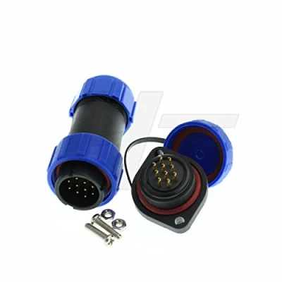 Abbildung von Hangton HE21 10 poliger Stecker Power Aviation Industrial Wasserdicht IP68 Buchse Gehäusebuchse 5A Schraubmontage