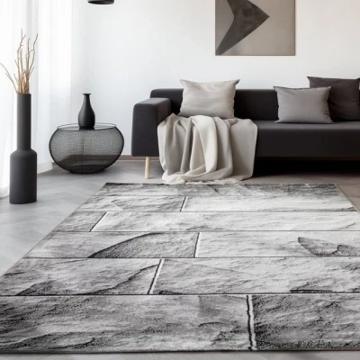 Abbildung von Designteppich Stein Design, SIMPEX24, Läufer, Höhe: 12 mm, Modern Kurzflor Teppich Wohnzimmer Steinmauer Optik Verschidene Größen