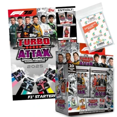 Abbildung von Bundle mit Topps Turbo Attax Formel 1 2025 Trading Cards + Exklusive Collect it Hüllen (1 Starter Display (24 Booster))