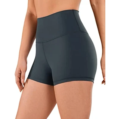Abbildung von CRZ Yoga Naked Feeling Damen Kurze Leggings High Waist Blickdicht Fithess Shorts Radlerhose Sporthose 7cm Melanit 36