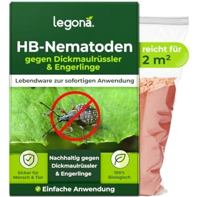 Abbildung von Legona HB Nematoden gegen Dickmaulrüssler 2m² / 1 Mio hochwirksam &amp; biologisch Käfer und Engerlinge des Junikäfer Gartenlaubkäfer bekämpfen
