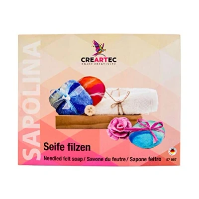 Abbildung von CREARTEC Seifen Filzen Set zur Herstellung fantastisch aussehender Filzseifen Made in Germany