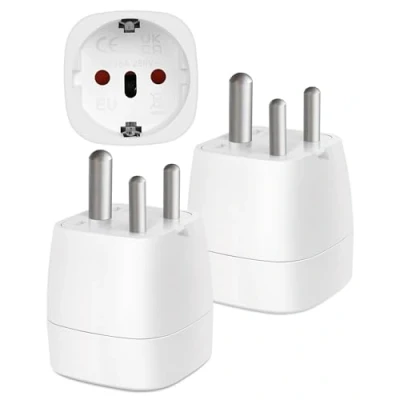 Abbildung von Reiseadapter Indien 2 Stück，Adapter Steckdose，Reiseadapter Typ D für Sri Lanka, Indien, Nepal, Malediven, Reisestecker Stromadapter,Weiß