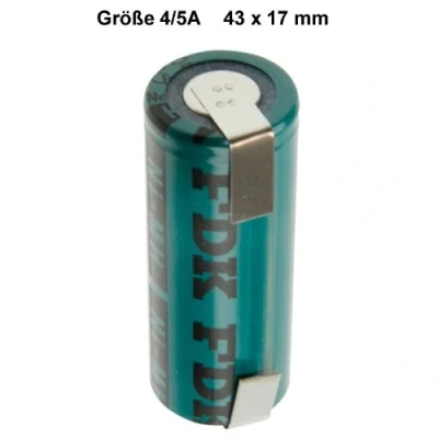 Abbildung von FDK/Sanyo Industriezelle HR 4/5AU / NIMH mit Lötfahne in U Form