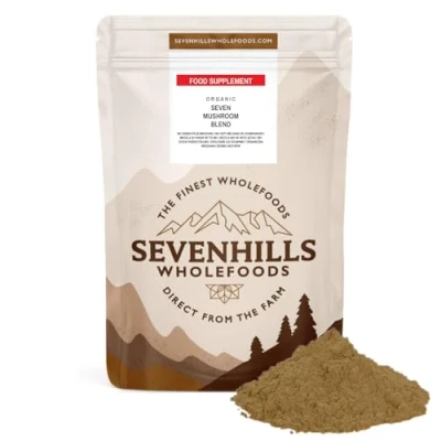 Abbildung von Sevenhills Wholefoods Bio 7 Pilz Pulver Mischung 100g, Reishi, Chaga, Shiitake, Maitake, Löwenmähne, Cordyceps &amp; Tremella