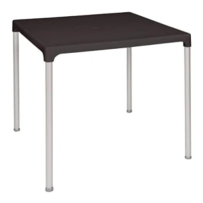 Abbildung von Bolero GJ970 Tisch mit Aluminium Beine, PP, quadratisch, 750 mm, schwarz, 720(H) x 750(W) 750(D). Parasol hole: 36mm