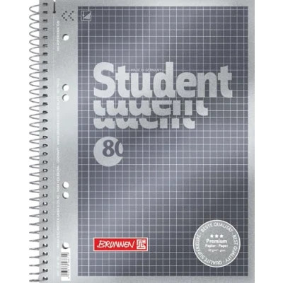 Abbildung von Brunnen Notizblock / Collegeblock Student Premium, 4 fach gelocht (Veredeltes DeckBlatt mit Metallic Effekt, A5, kariert, 90 g/m², 80 Blatt)