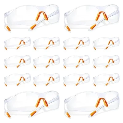 Abbildung von Schutzbrillen, 16 er Pack Transparent Schutzbrillen mit Gumminase Schutzbrille für Sicheren Schutz Augenschutzbrille Sicherheitsbrille Laborbrille Kratzfeste Linsen Damen und Herren