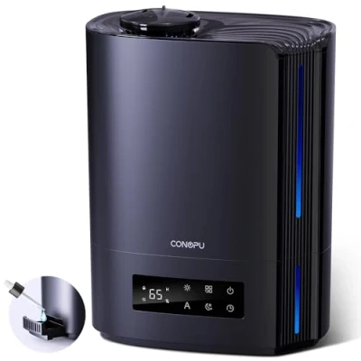 Abbildung von CONOPU Luftbefeuchter, 6L Luftbefeuchter Schlafzimmer für Große Räume, 60h Aroma Diffuser Kinderzimmer Pflanzen, 300ml/h, Schwarz