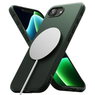Abbildung von Ringke Onyx Magnetic [Kompatibel mit MagSafe] für iPhone 16e Hülle (SE 4, 2025, 6,1 Zoll), Fester Griff rutschfest Robuste Stoßfeste Kratzfest Handyhülle Magnet Ladegerät/Zubehör Dark Green
