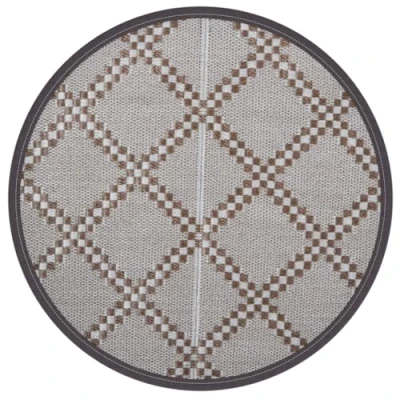 Abbildung von vidaXL Outdoor Teppich, Gartenteppich Rund Beidseitig, Balkonteppich Terrassenteppich UV beständig, Teppich für Balkon Terrasse, Braun Ø120cm PP