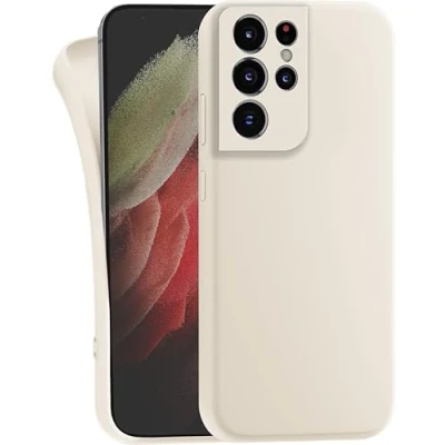 Abbildung von MyGadget Hülle für Samsung Galaxy S21 Ultra robuste Silikon Schutzhülle TPU Case Slim Silikonhülle Back Cover Kratzfest Handyhülle Matt Beige